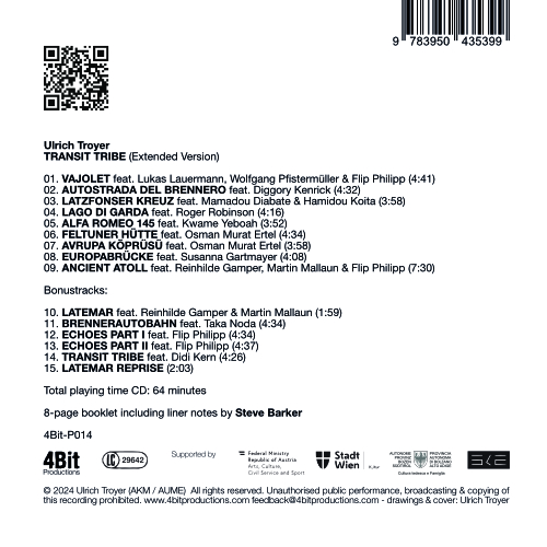 Artwork for the Transit Tribe CD Back Side