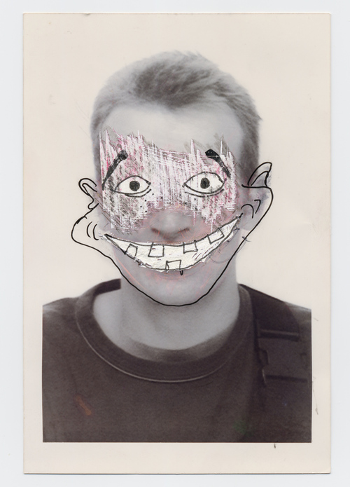 Self-Portrait 2000 (marker & razor blade on photo booth picture)