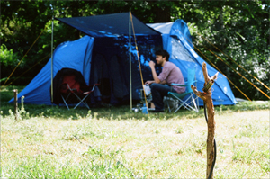 a closer view of the tent with light sensor