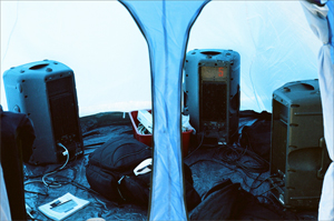inside view of the tent with soundsystem